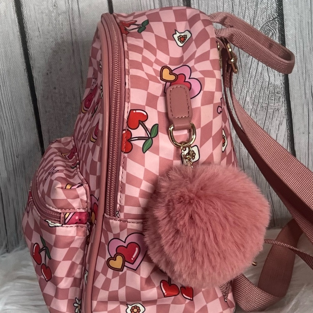 Pink Heart Pattern Kids Backpack - Picture 2 of 5